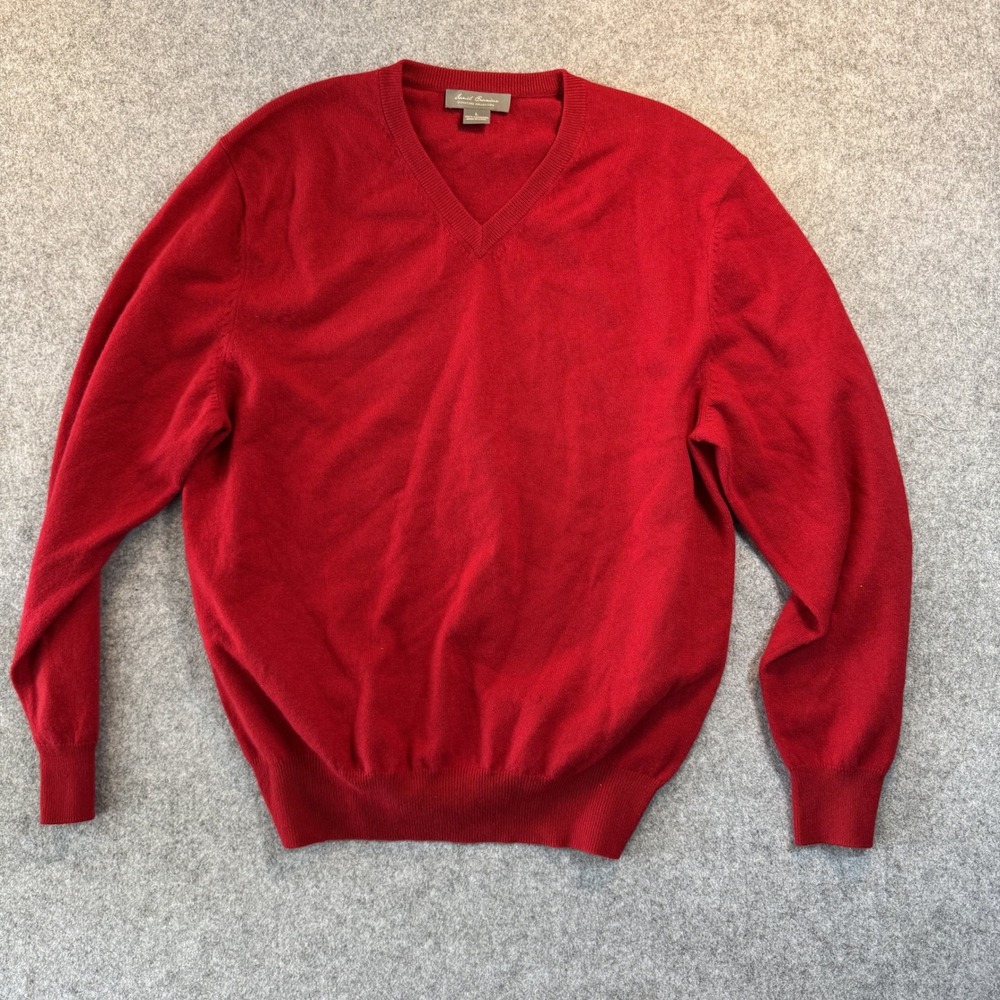 Daniel Cremieux Signature Collection V-Neck Sweater Large Red 100% Cashmere
